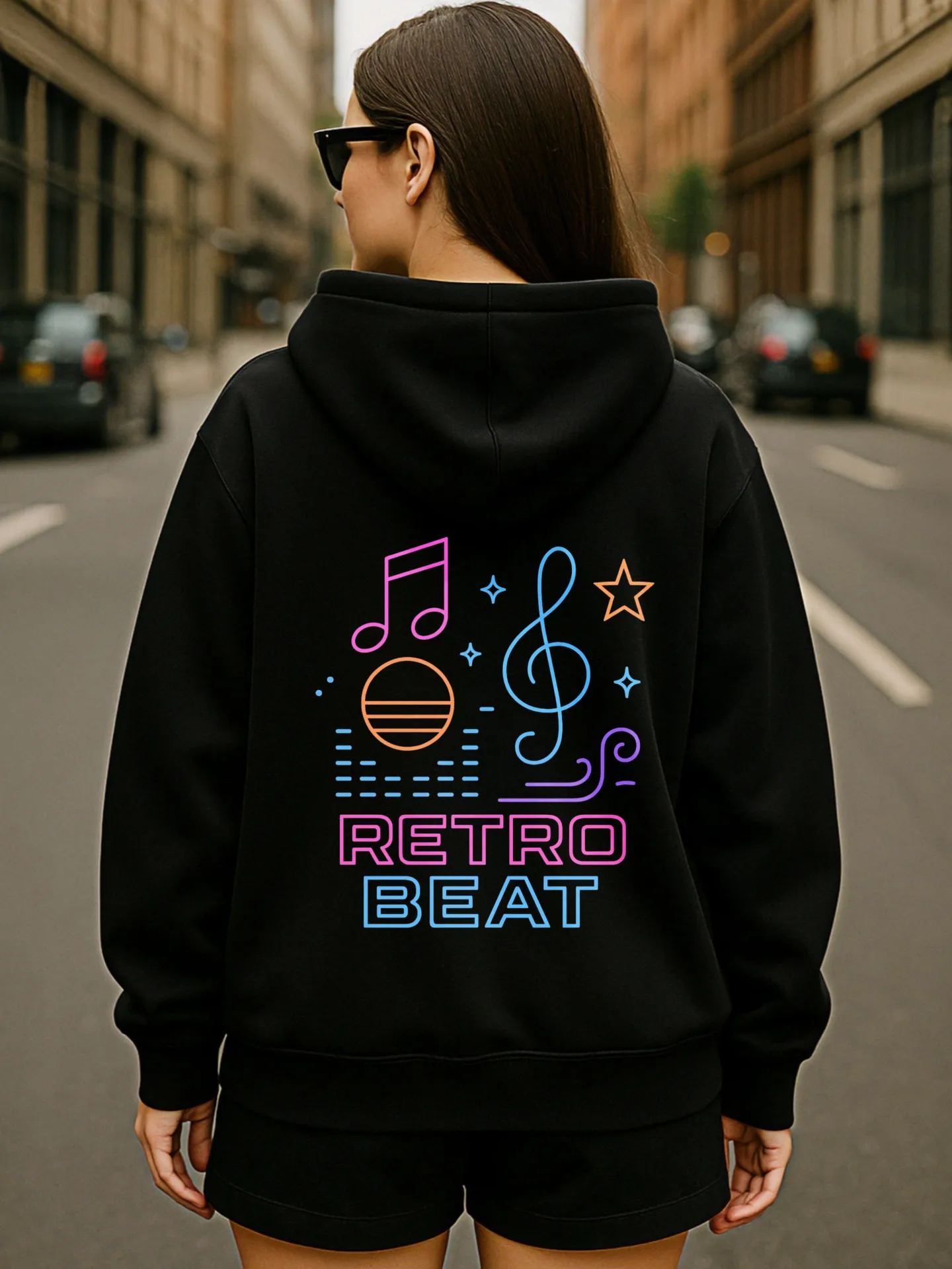 เสื้อฮู้ดกราฟิกผู้หญิง พิมพ์ลายตัวอักษร สตรีทแวร์ลำลอง ผ้าฝ้ายผสม ชุดลำลองใส่ได้ทุกวัน สำหรับวัยรุ่น