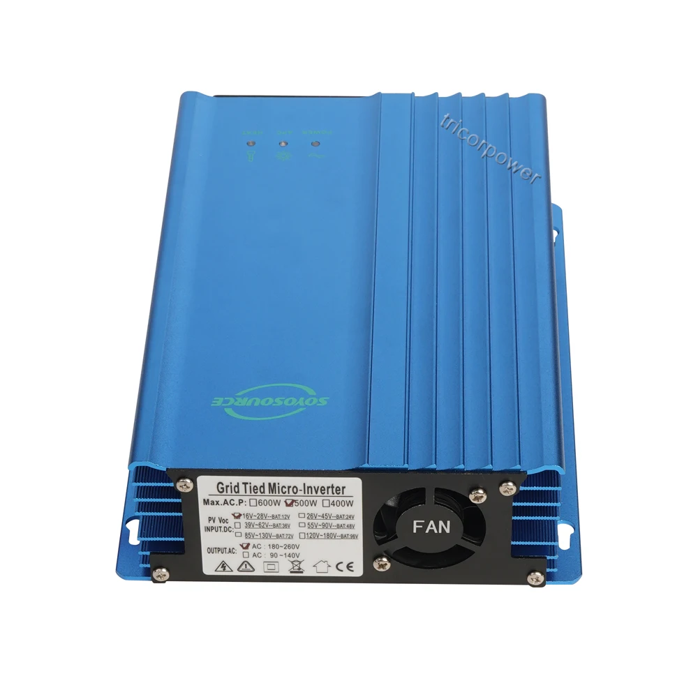 Imagem -04 - Mppt Solar Grid Tie Power Inverter Onda Senoidal Pura para Entrada pv Saída de Energia Ajustável Bateria 16180v 12-96v 600w 500w