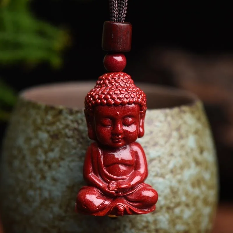 Fashion Red Cinnabar Jade Baobao Buddha Pendant Necklace Jewellery Chinese Healing Women Man Luck Gift Sweater Chain