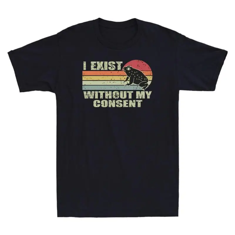 

I Exist Without My Consent Funny Frog Meme Retro Sunset Vintage Men's T Shirt