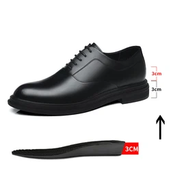 Men's Dress Shoes Increase 6cm Breathable Invisible Heightening Shoes Business Casual Soft Soled Men Derby Shoes