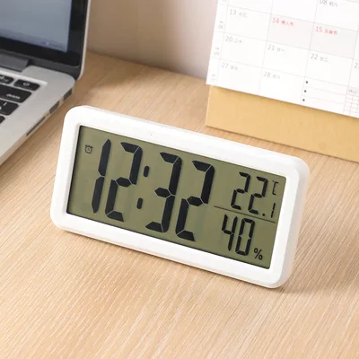 1pc LCD Digital Clock Mute Desktop Clock Battery Powered LED Electronic Alarm Clocks Temperature Sensor Bedroom Indoor Wall