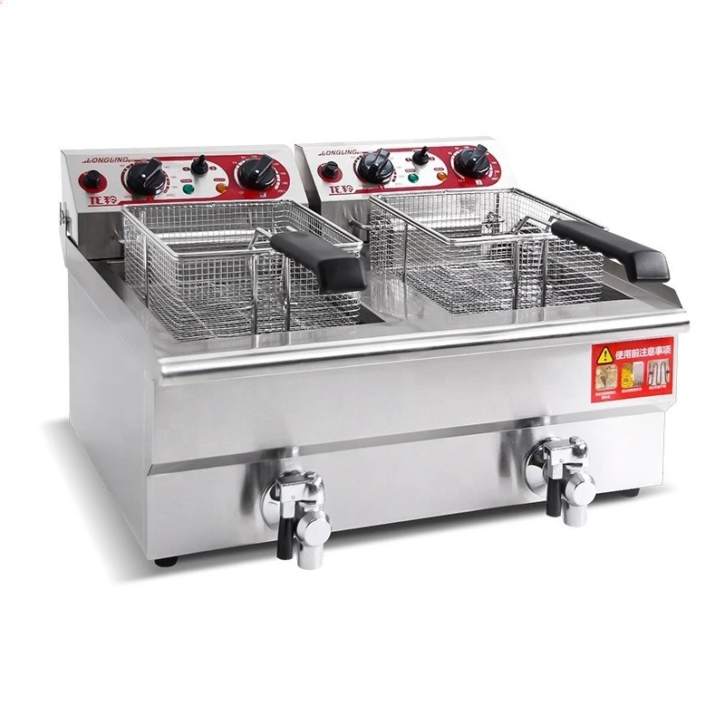 Freidora Freidora Electrica Aceite de maní profundo Freidora eléctrica de doble cesta para patatas fritas