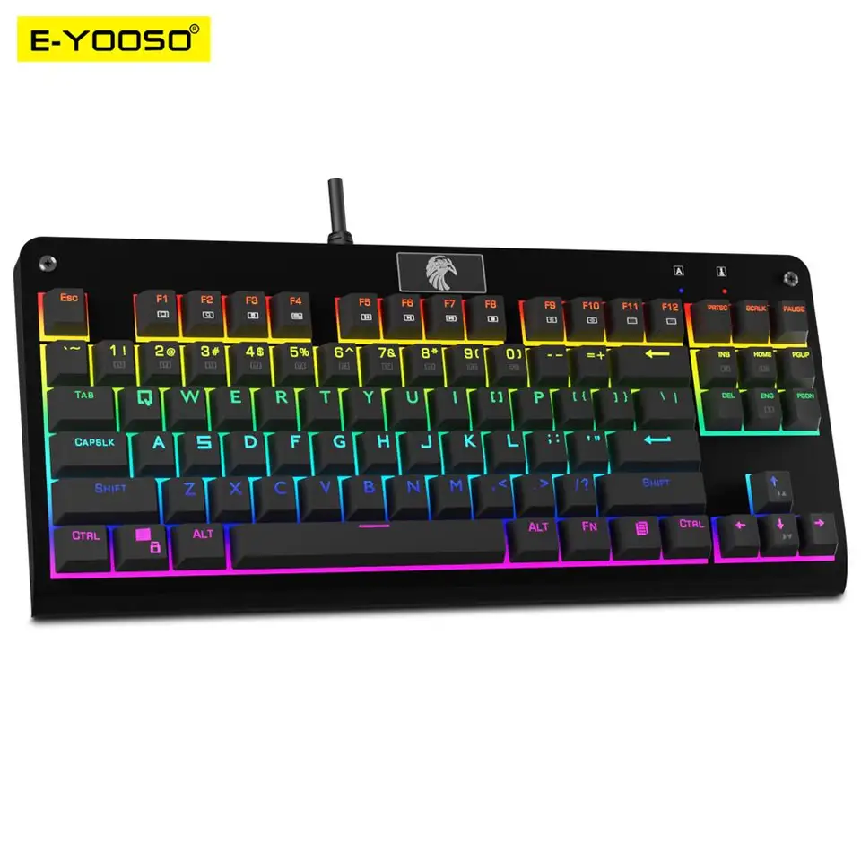 E-YOOSO Z77 Rainbow USB Mechanical Gaming Wired Keyboard 87 Keys