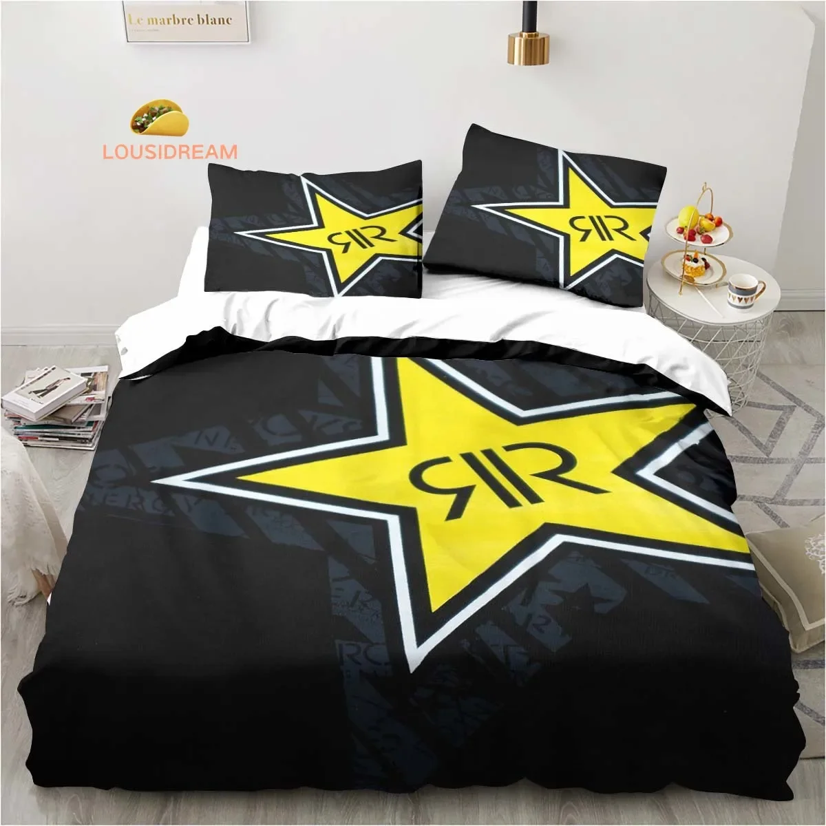 

Drinks Rockstar Energy Sheets Quilt Covers Bedding Dormitory Sheets Three-piece Bedding Set Three-piece Soft Warm Bedding Set