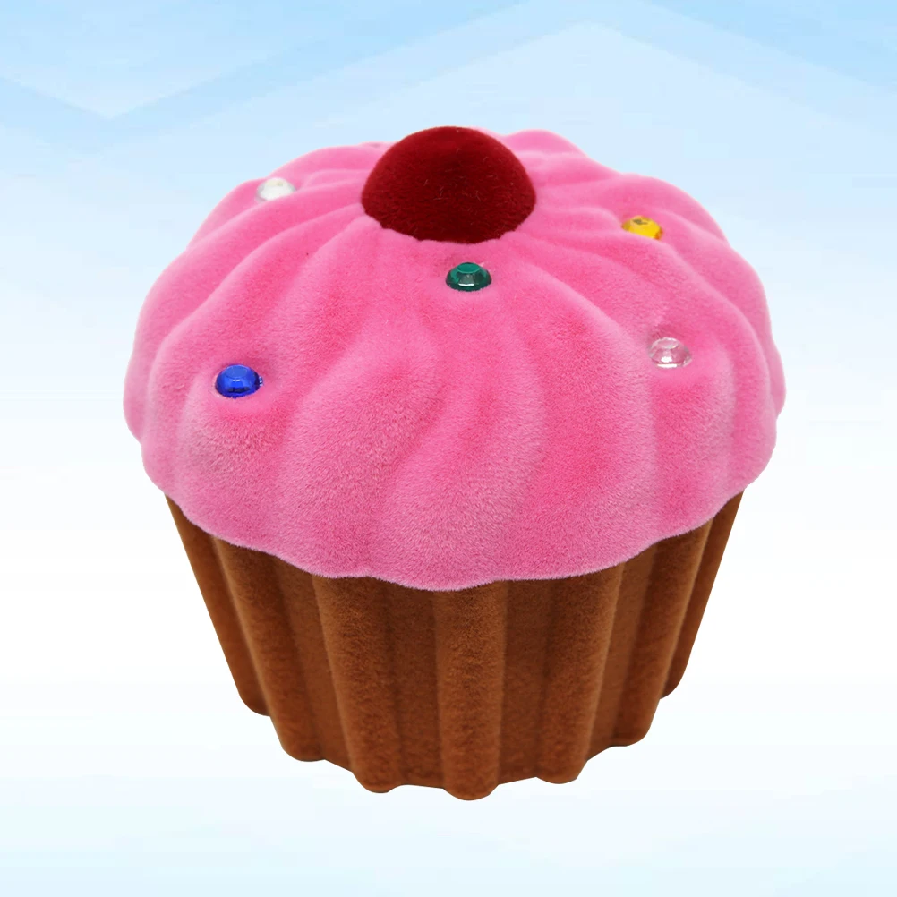 

Cake Cup Shape Ring Box Earring Pendant Locket Necklace Jewelry Case Gift Organizer (Pink and Coffee)