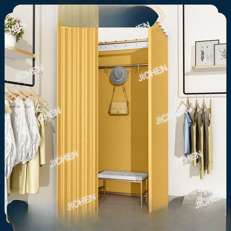 

Clothing store, shopping mall, assembly, dressing room, simple mobile fitting room, door curtain floor, portable portability