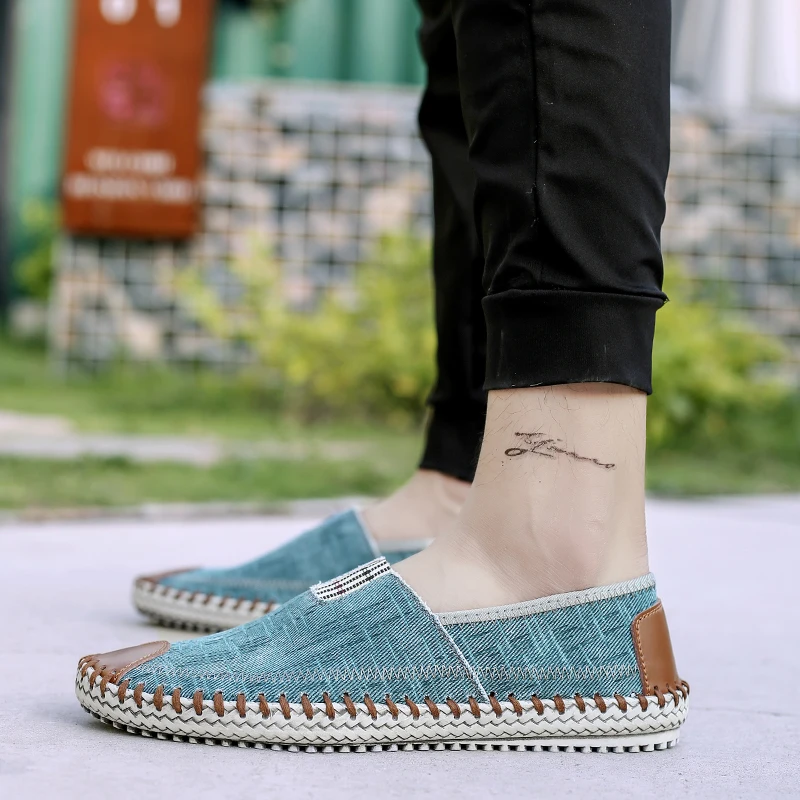 Summer Men Shoes Ethnic Style Hemp Insole Fisherman Breathable Shoes Cool Men Sneakers Casual Flat Loafers Espadrille Big Size