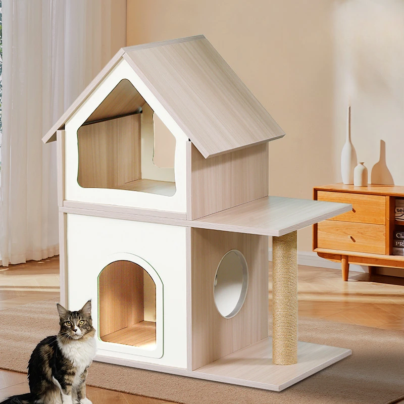 Home Cat Climbing Frame Indoor Cat House Fully Spliced New Board Cats Nest Four Season Universal Second Floor Villa for Pet Nest