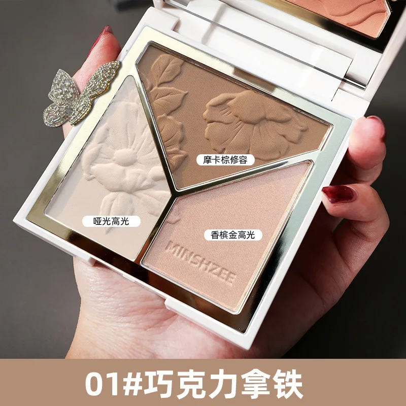 한자 옷Makeup Contour Powder Matte Face Make Up Pigmented Shadow Silhouette Blush Plate Cosmetici impermeabili tre in uno