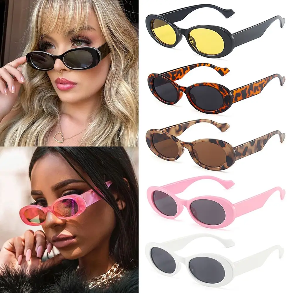 

Ins Popular Fashion Small Oval Sunglasses for Women Vintage Leopard Jelly Color Sun Glasses Trending Shades UV400 Eyewear