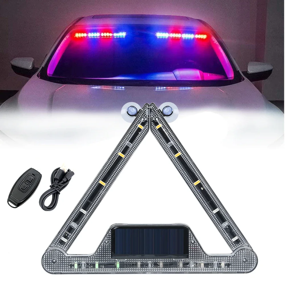 

Solar LED Strobe Police Lights For Auto Emergency Grill Warning Lamp 18 led Windshield Anti Collision Light Car Accessories