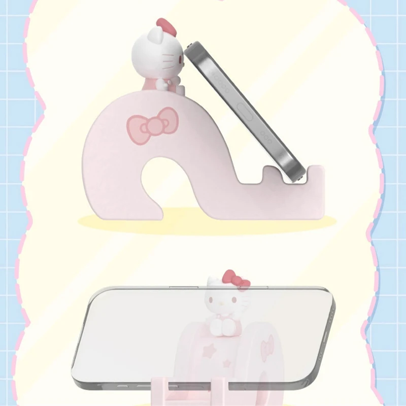 Soporte para teléfono móvil Kawaii Sanrio, muñeco de dibujos animados de HelloKitty, forma de diapositiva creativa, soporte para teléfono móvil IPad, decoración de escritorio