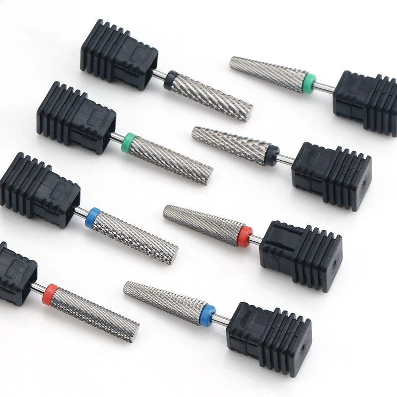 2pcs Long Tapered Carbide Nail Drill Bits Nail Polishing Head for Electric Nail Drill Machine Manicure Pedicure Tool