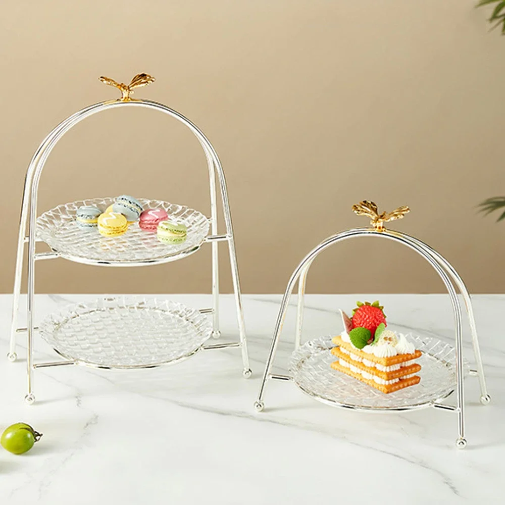 

European-style Metal Dessert Display Rack Fruit Bowl Snacks Placed Glass Plates Birthday Party Wedding Dessert Display Rack Tray