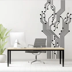 Circuit Board Wall Decal, Technology Vinyl Wall Art Decals, Gamer Room Decal, Computer IT Decor, Wall Sticker Office Murals Q011