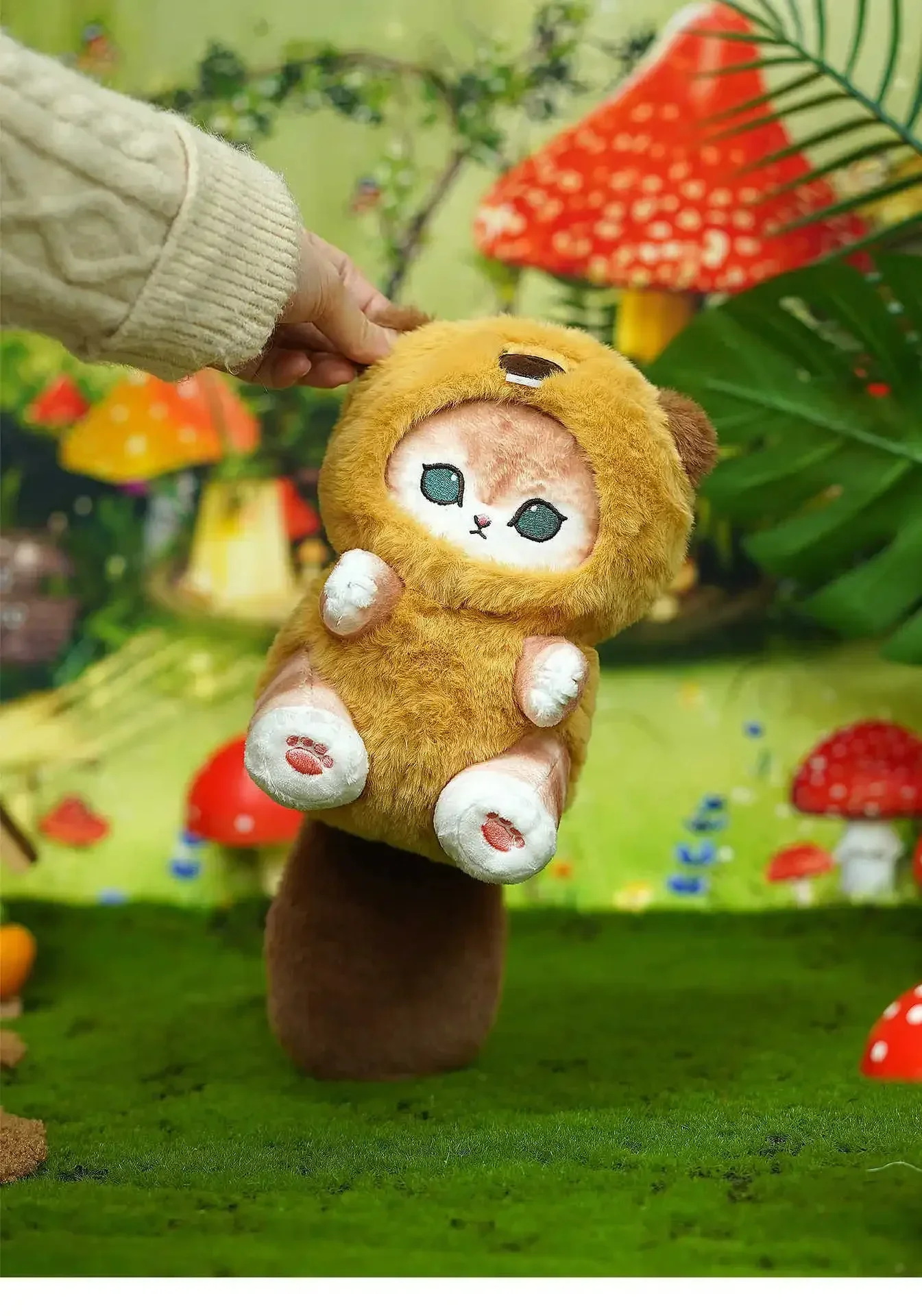 Niedliche Waschbär-Mini-Plüschpuppen zum Anziehen, Hai-Katzen-Plüschtiere, Schlüsselanhänger, Paar-Hängeornamente, Puppen – Detail 16