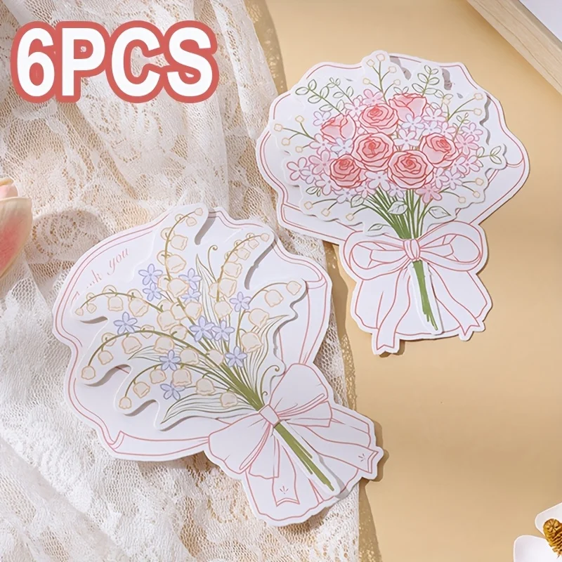 ​ 6PCS Blumenstrauß Grußkarte Rose Tulpe Blumenstrauß High-End Kleine Karte Hochzeit Begleitung Geschenk Geburtstag Geburtstag Dekorative Karte