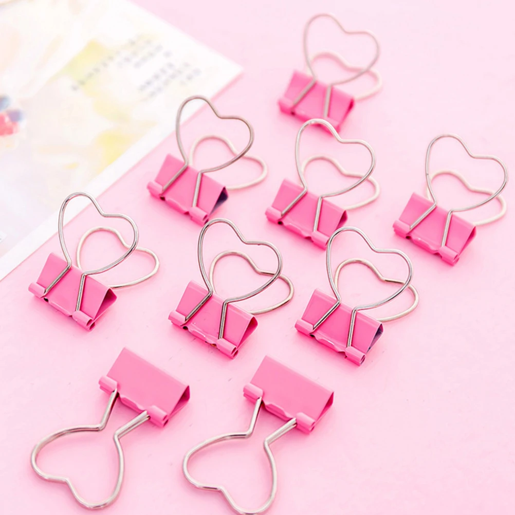 

30 Pcs Pink Love Clip Heart Heart-shaped Small Paper Pretty Office Binder Clips Clamp