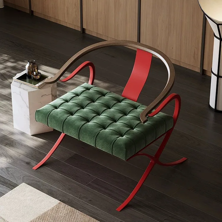 Medieval leisure chair modern simple matte leather designer high-end personalized single retro tea table chair