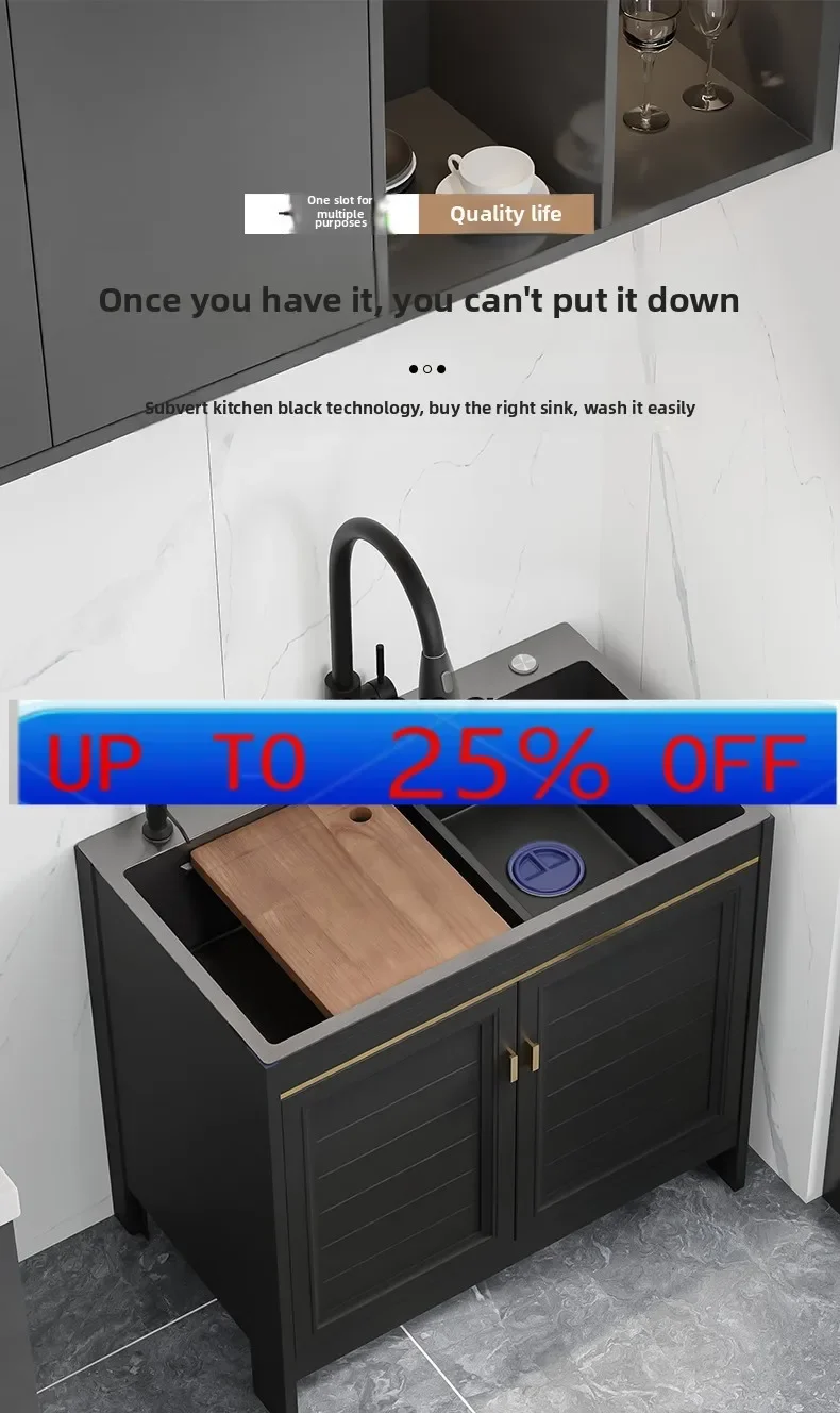 LH stainless steel vegetable basin integrated cabinet multi-functional sink large single sink dishwasher
