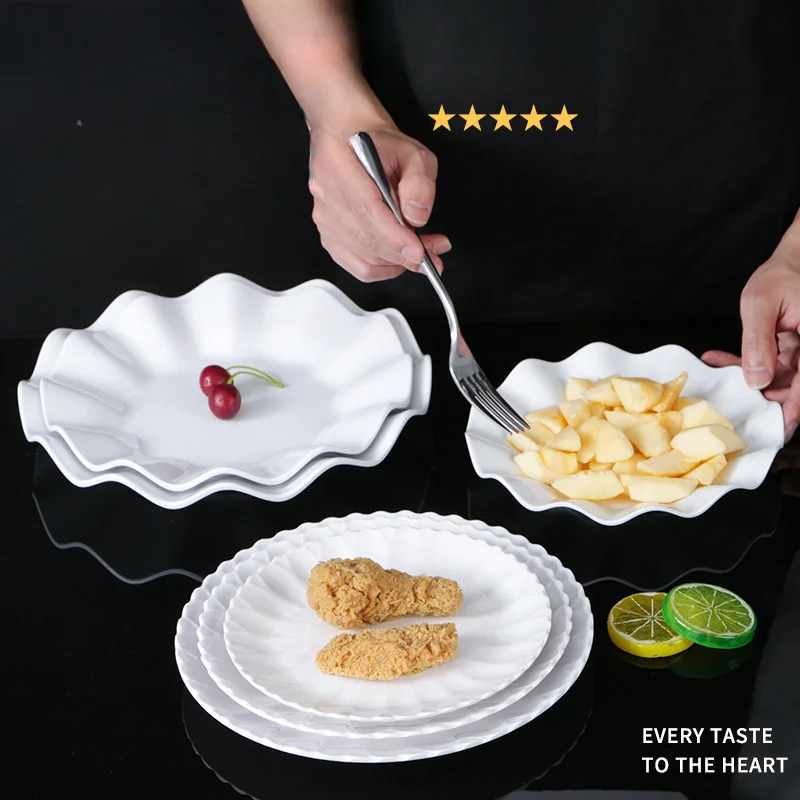 Melamine Plastic Fall-proof Dish Commercial Lace Plate Restaurant Tableware