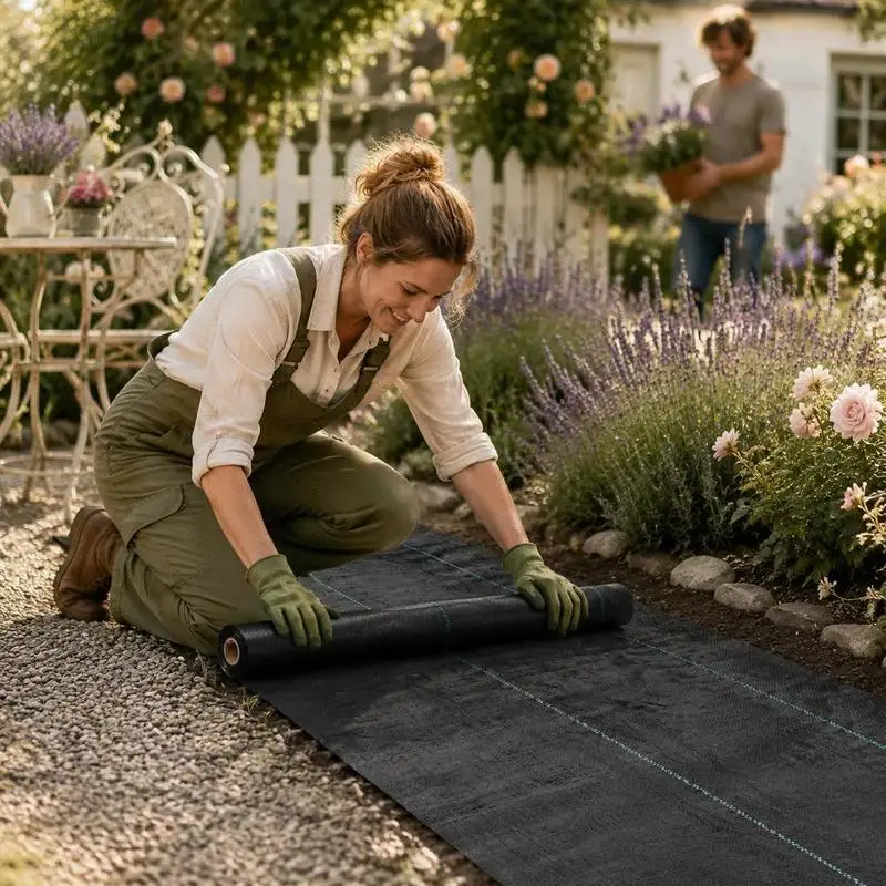 Water Permeable Anti‑Weed Geotextile Mesh Agricultural Mulch Cloth Weed Control Fabric Weeding Mat for Greenhouse Farm Vegetable