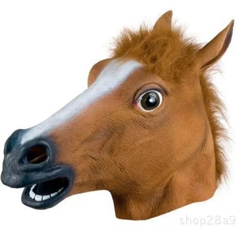 Uomini Brown Horse Masks Girl Funny Horse Head Mask Latex Animal Mask novità Halloween Cosplay Costumes copricapo Mascara De Latex