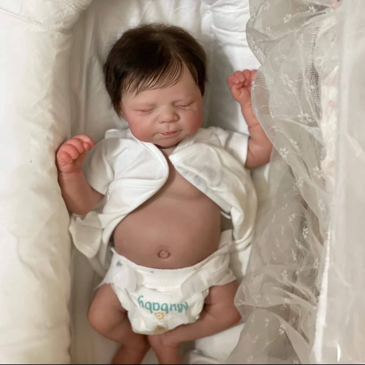 

19" Reborn Baby Doll - Lifelike Newborn Baby with Soft Vinyl Skin, Visible Hand-Painted Veins Cute Toddler Playmate & Gift