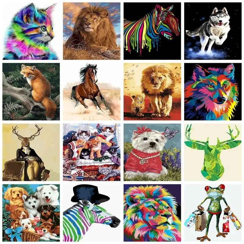 

CHENISTORY Animal Painting By Numbers Oil HandPainted Acrylic Paint Cat Fox Home Decors Adults Crafts On Canvas DIY Gift