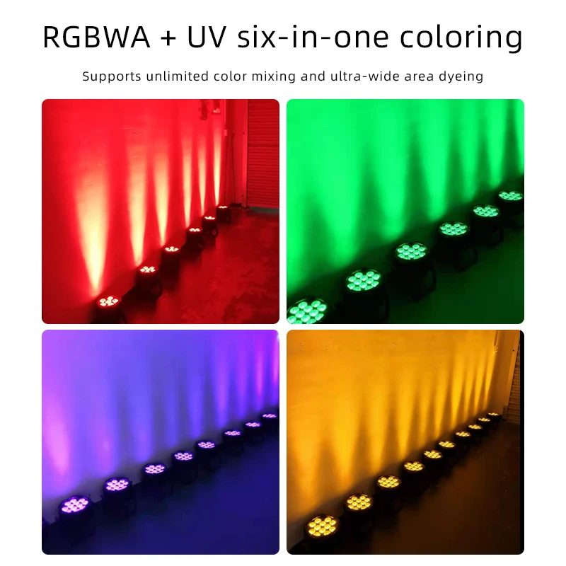 Wavales 12*18W 6In1 Battery LED Par Light Waterproof LED Par Lights Par Can Stage Light for Outdoor DJ Party