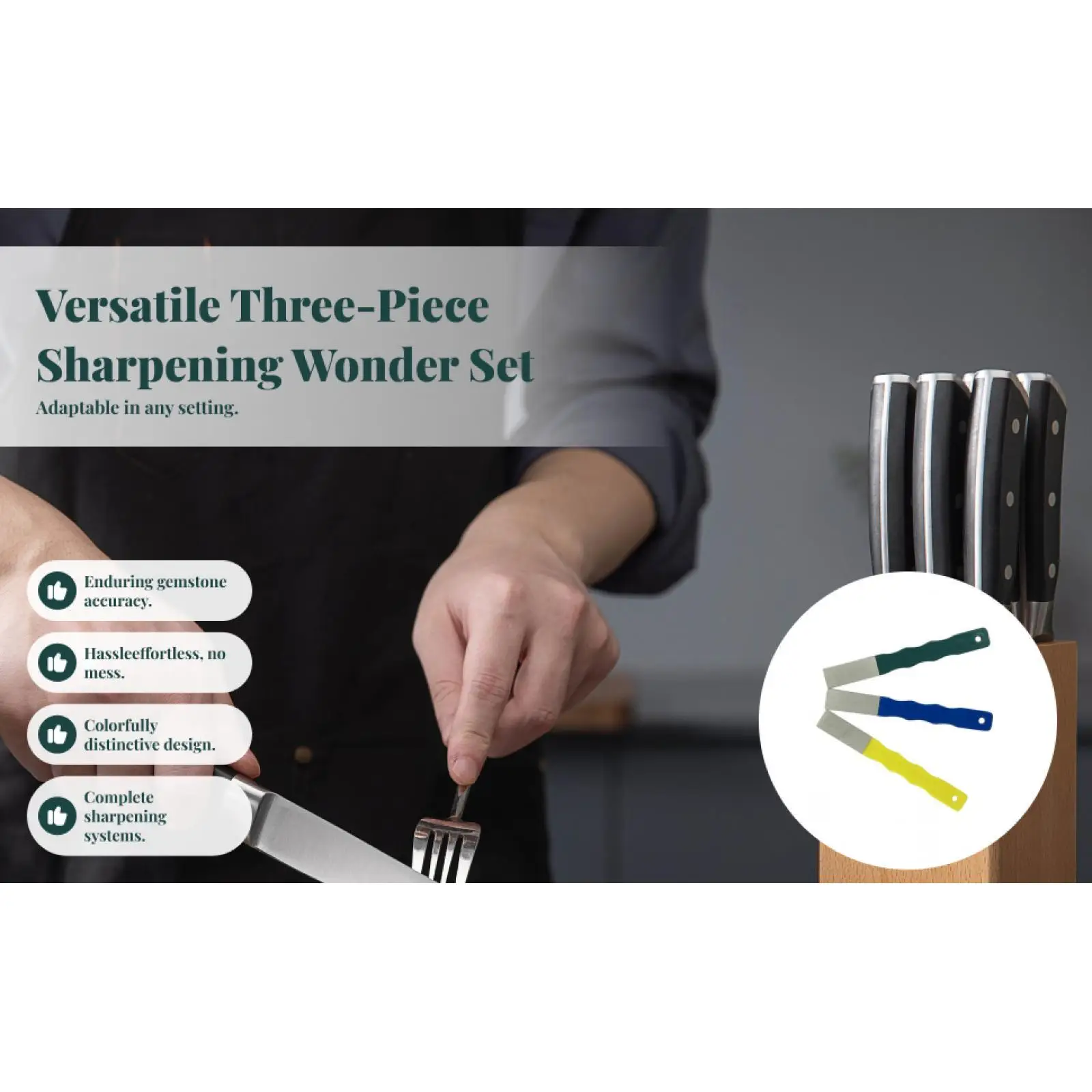 Chef Sharpener Rod Diamond Emery Sharpening Stick Kit for Sharpening Knives and Blades in Kitchen and Workshop