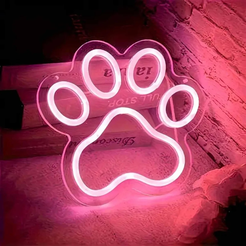 Paw Print LED Neon Sign Decor, for Home/Office/Shop Ornaments, Gift for Birthday/Wedding/Anniversaries/Parties/Festivals Display