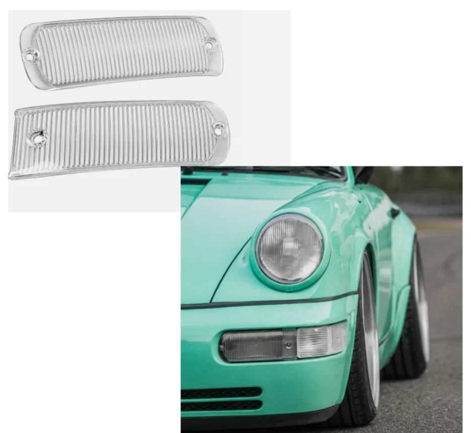 RS Style Dummy Fog Light Clear Lens Blanks Pair For Porsche 911 964 1989-1994