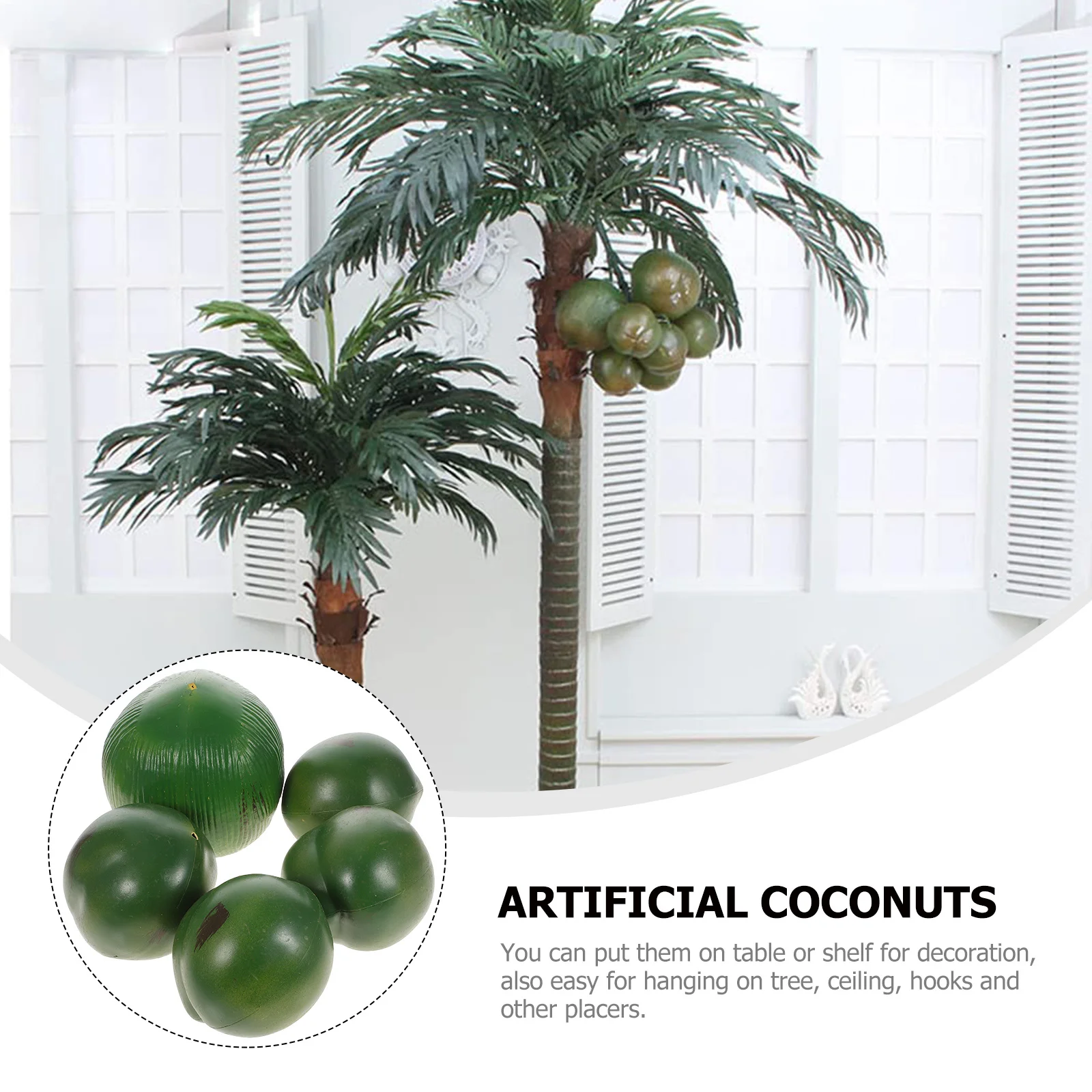 

5Pcs Artificial Coconuts Pendants Realistic Fake Coconuts for Hawaiian Tropical Party Hanging Decorations Summer