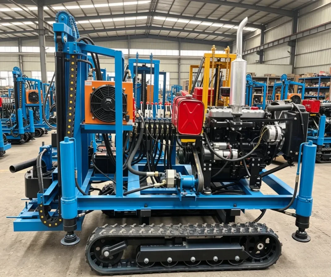 High Quality 50HP Four-Cylinder Diesel Hydraulic Drill Rig Telescopic Type 200m Deep 80-450mm Borehole Hot Selling