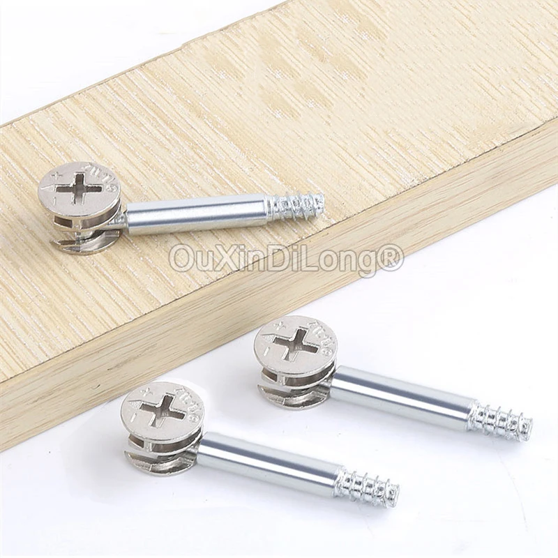 1000Sets Furniture Two-In-One Connecting Fittings Nut Bolt Set Cam Wardrobe Board Fastenings Fitting Eccentric Wheel + Rod FG992