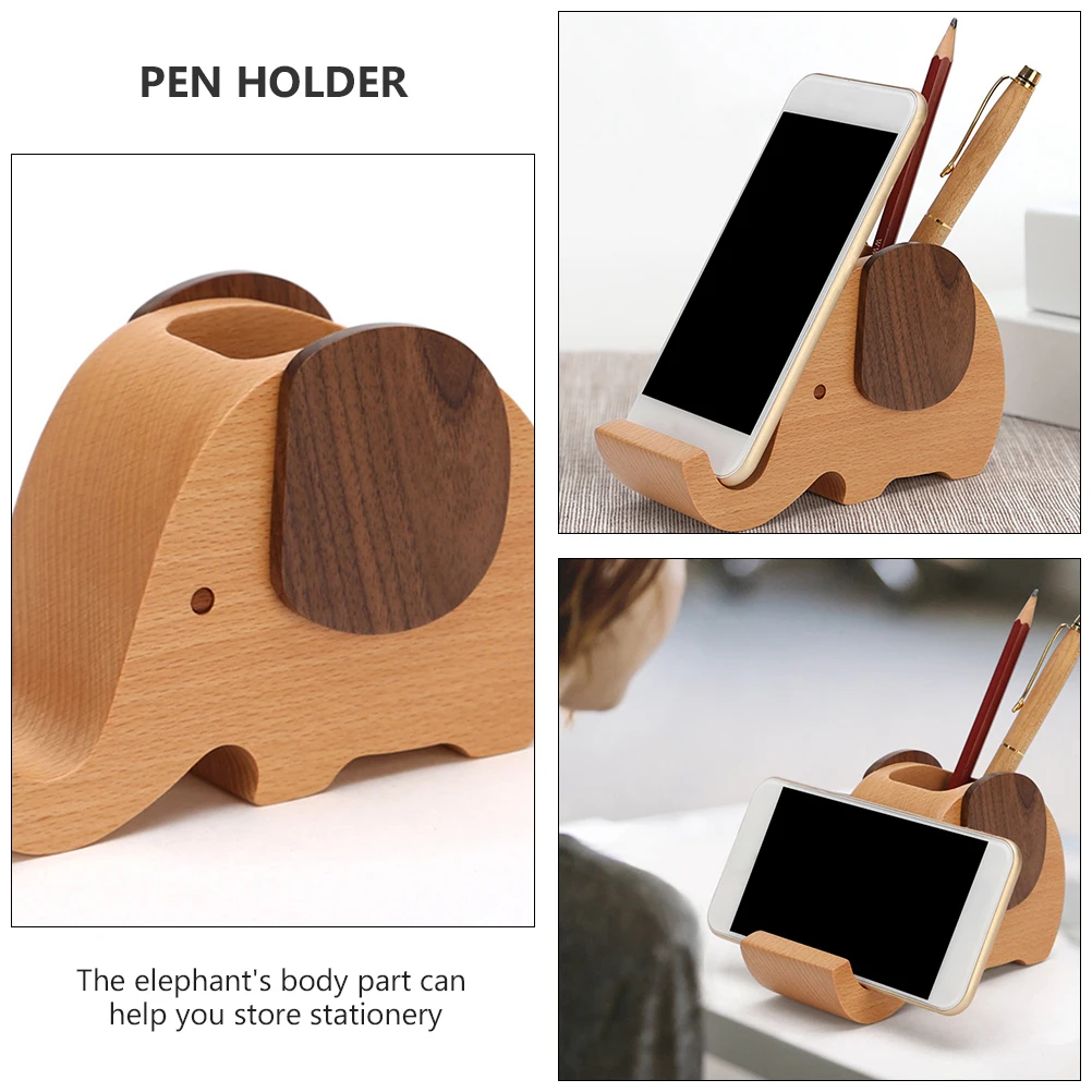 

1pc Elephant Pen Desk Organizer Stationery Storage Phone Stand Gift Desktop Adornment Idea Cartoon Pen Storage Holder Design