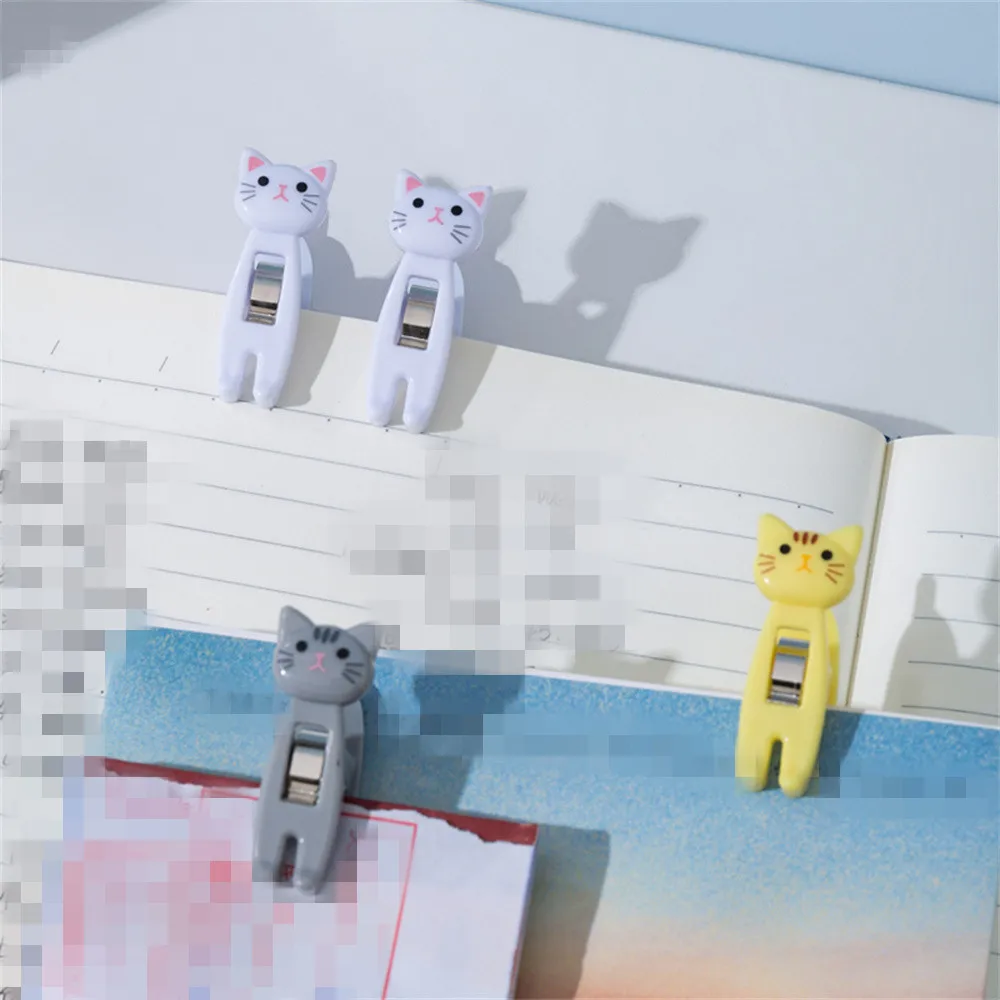 6 cartoon cat shaped plastic clips, bookmarks, binders, snacks, sealing clips, drying clips, clothes, socks, fixing clips