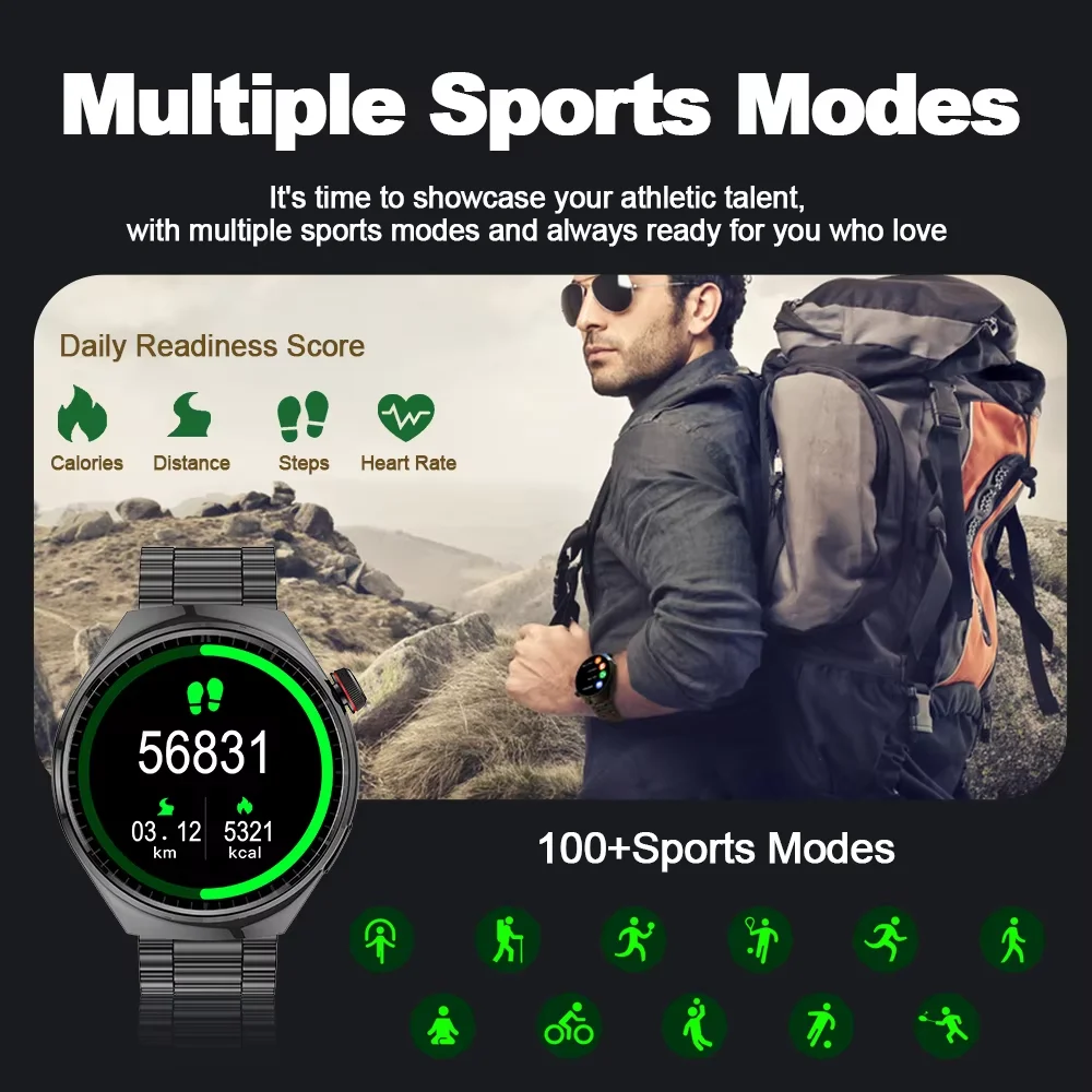 2025 LF38 Smart Watch Gift  NFC GPS IP 68 Fitness Tracking 1.6inch Voice Assistant Compass Bluetooth DIY Faces Sport Smartwatch