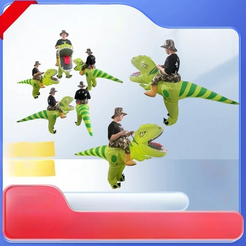 

Riding Velociraptors Inflatable Costumes Halloween Carnival Stage Shows Props Costumes for Adult Kids Festival Party Performance