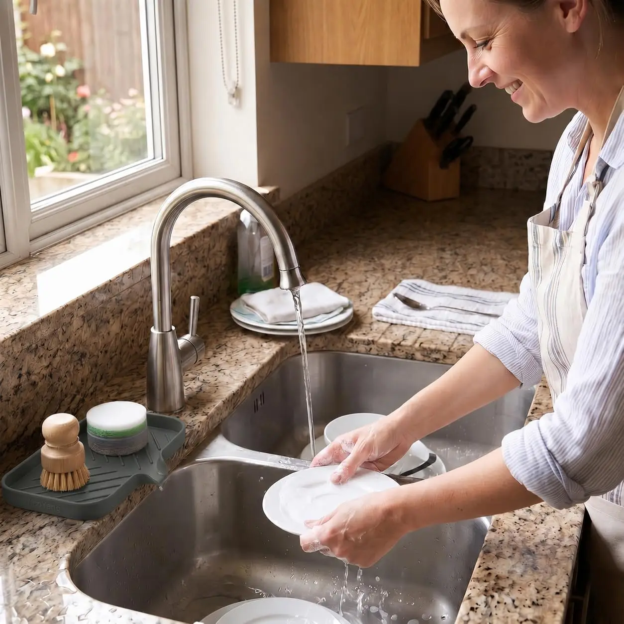 1/2Pcs Silicone Sink Storage Tray, Drain Design Sponge Soap Holder image 5
