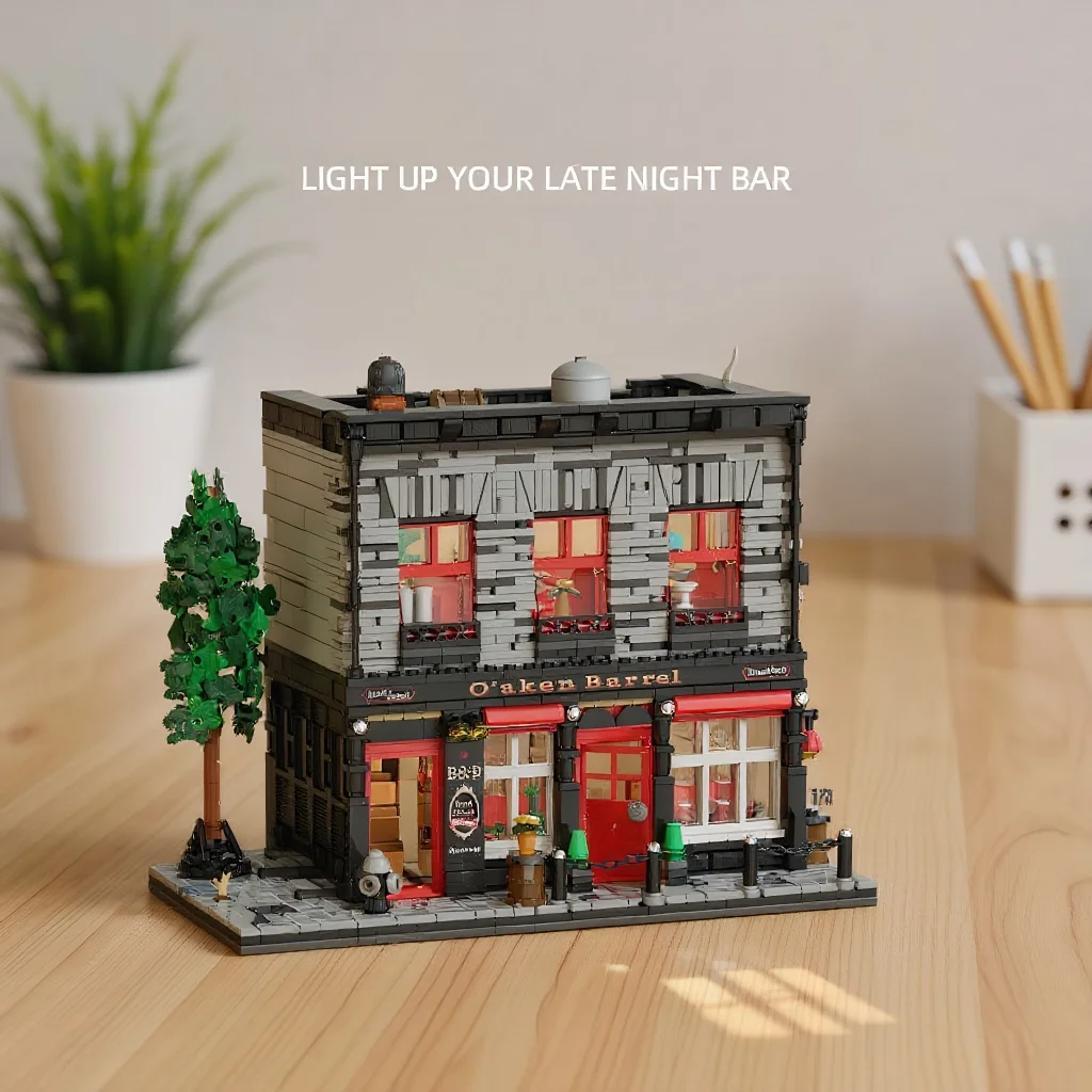 2368 PCS Retro Bar Building Set - Vintage Pub Model Brick Kit, DIY Modular House Decor for Adults Teens Age 14+