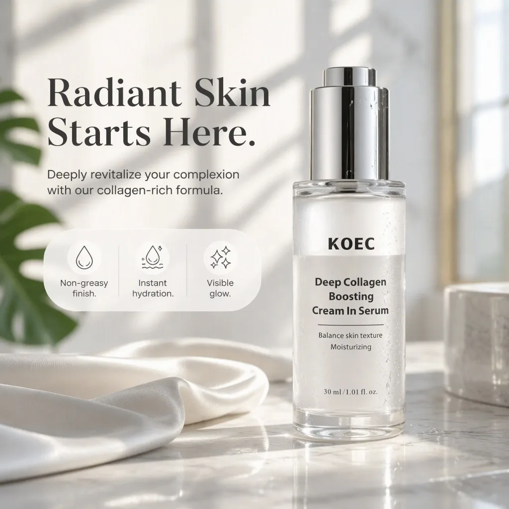 Deep Collagen Cream In Serum 30ml, Hydrating Facial Boosting Serum for Balance Skin Texture, Moisturizing Face Care