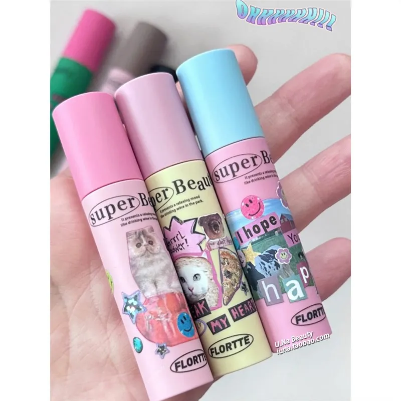 Flortte Kawaii Cat Cream Texture Lip Tint Korean Style Non-Stick Matte Finish Lip Color For Girls And Women Long Last Lip Makeup