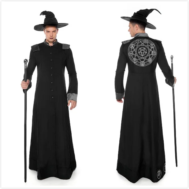 209 Selfie loween M Costume de magicien adulte jeu de rôle Bla Robe fantôme Cos Bla Phan Costume hommes Sle tenue de magicien