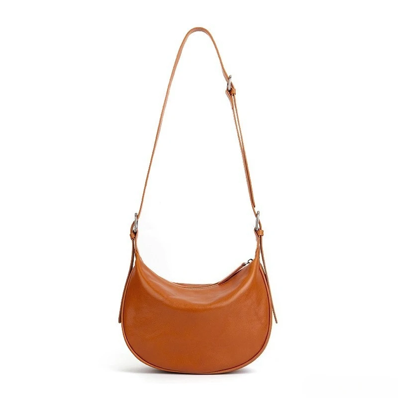 Mini Shoulder Bag for Women Soft Genuine Leather Sophisticated Vintage Everyday Vegetable Tanned Adjustable Strap Luxury Handbag