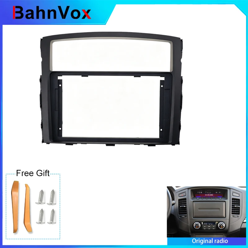 9 inch Android Car Radio frame for Mitsubishi PAJERO V97 V93 2006-2013 2din Stereo GPS Fascia bezel Panel Adapter wire harness