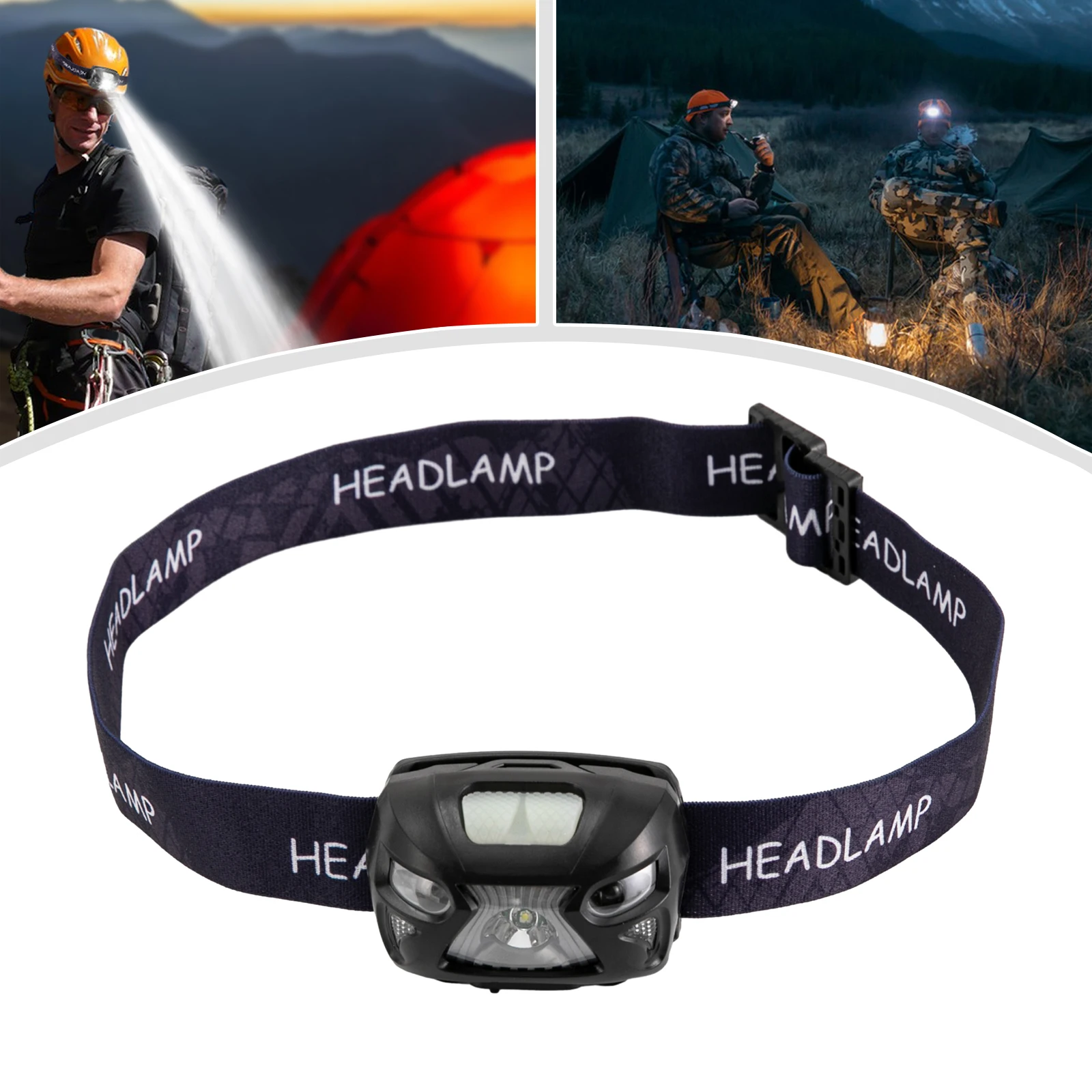 LED Headlamp Rechargeable, Camping Headlamp with USB Cable, Adjustable Waterproof LED Headlamp Flashlight for Adult & Kids