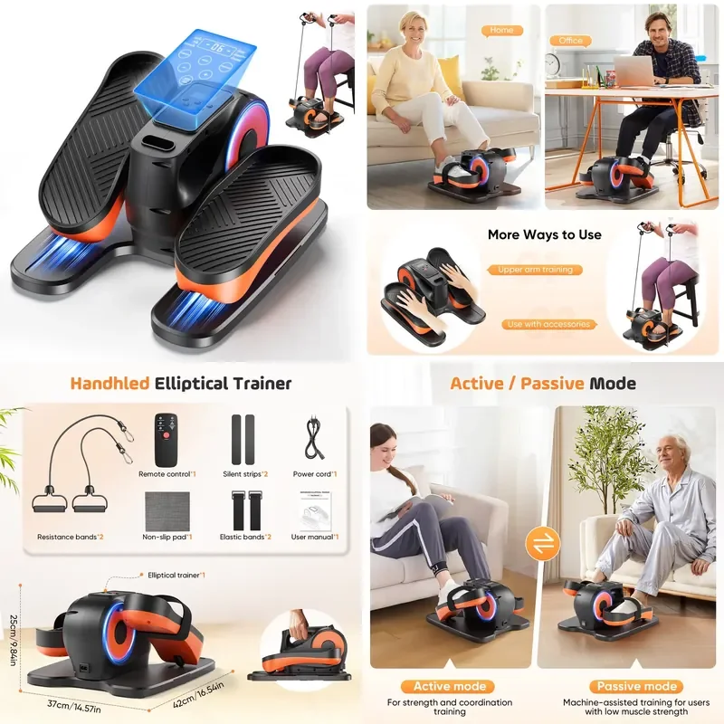 Electric Oval Machine Office Lazy Rehabilitation Training Elderly Fitness Equipment Mini Stepper Remote Control Exercise